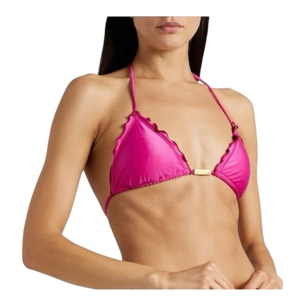 VIX PAULA HERMANNY Ruffle-Trimmed Triangle Bikini Top NWT